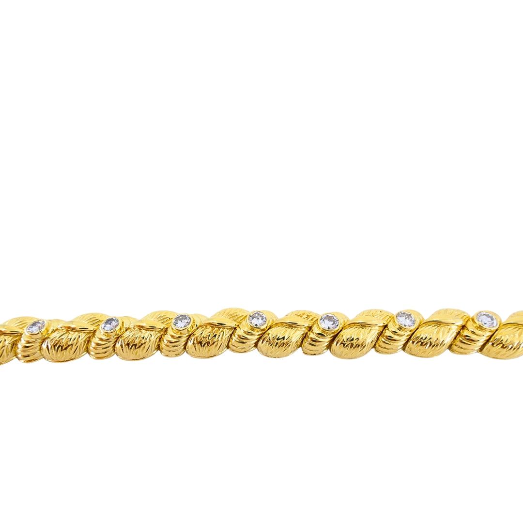 Vintage Van Cleef & Arpels 18k Gold Diamond Leaf Link Bracelet