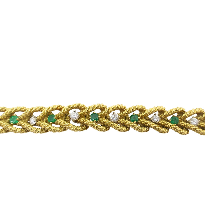 Hammerman Brothers 14k Gold Diamond Emerald Link Bracelet Vintage Estate