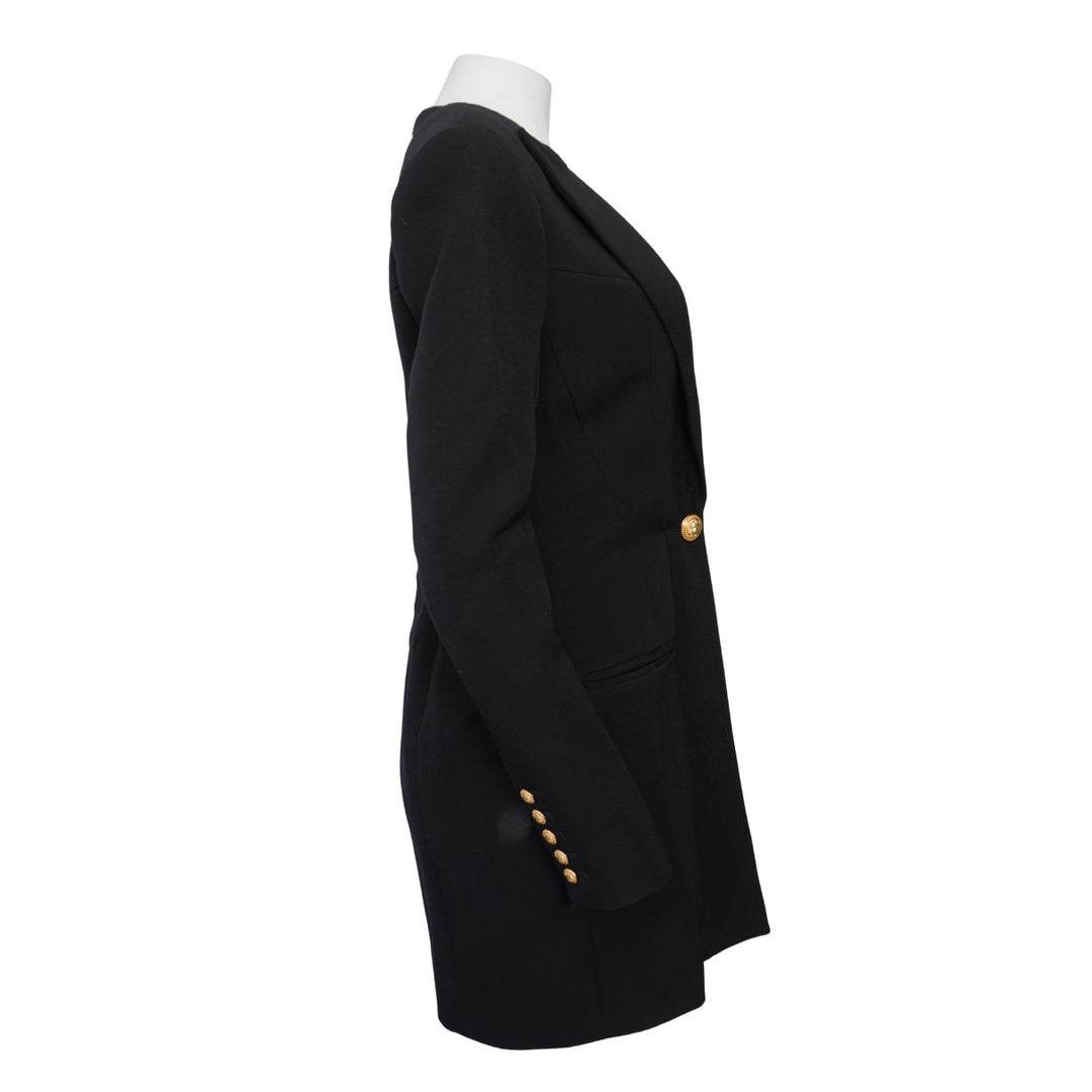 Balmain Black Wool Single Breasted Blazer Mini Dress