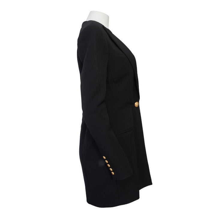 Balmain Black Wool Single Breasted Blazer Mini Dress