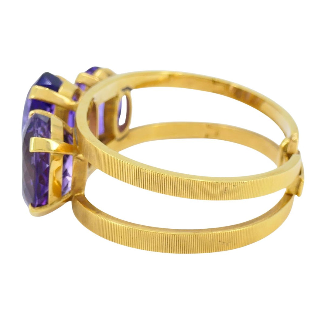 Vintage Hermès 18k Gold Amethyst Clamper Bracelet