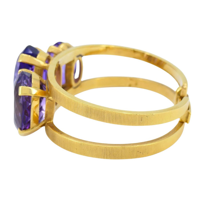 Vintage Hermès 18k Gold Amethyst Clamper Bracelet