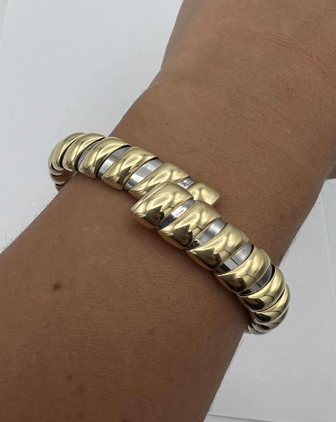 Bulgari Stainless Steel Gold Bangle Bracelet