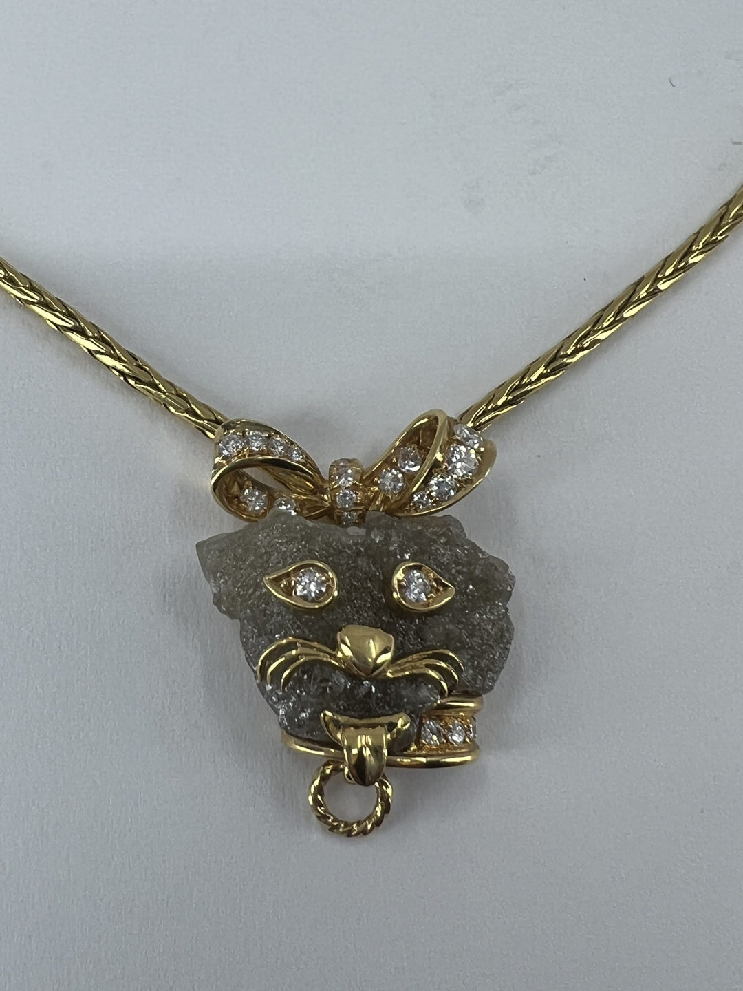 French Diamond Necklace Dog Pendant