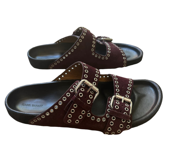 Isabel Marant Lennyo Suede Slides Burgundy