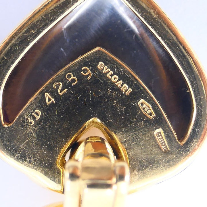 Vintage Bvlgari 18k Gold Steel Doppio Cuore Heart Earrings