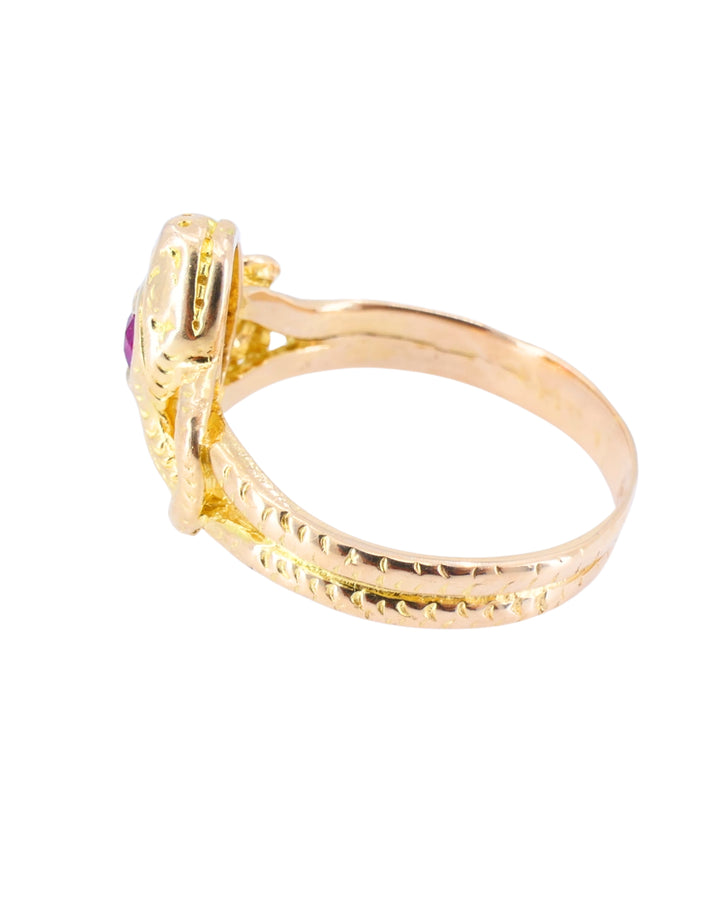 Vintage Snake Ring 14k Gold Ruby Ring Serpent Jewelry
