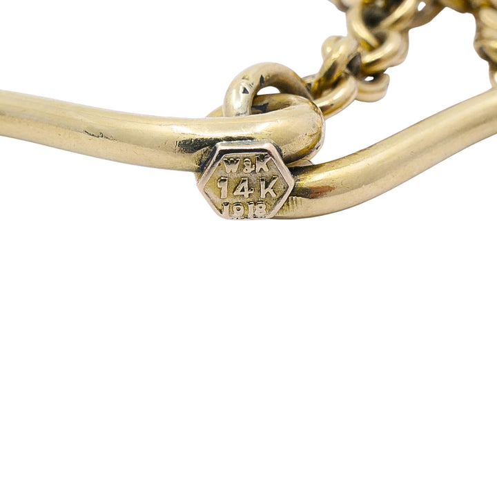 Antique 14k Gold Curb Link Necklace with Hook Clasp, Dated 1918