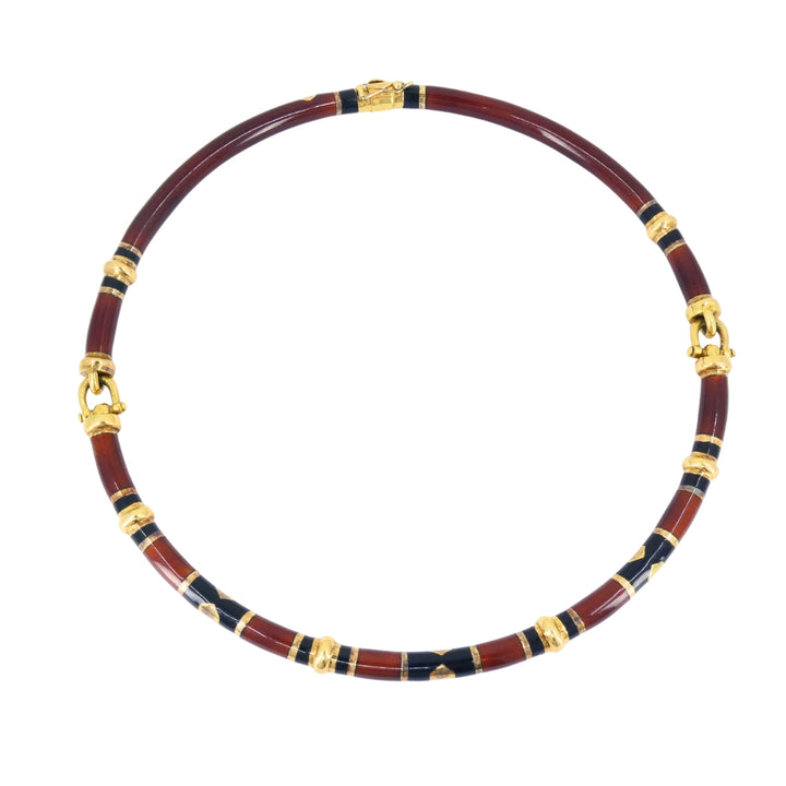 Vintage Gucci 18k Gold Enamel Necklace