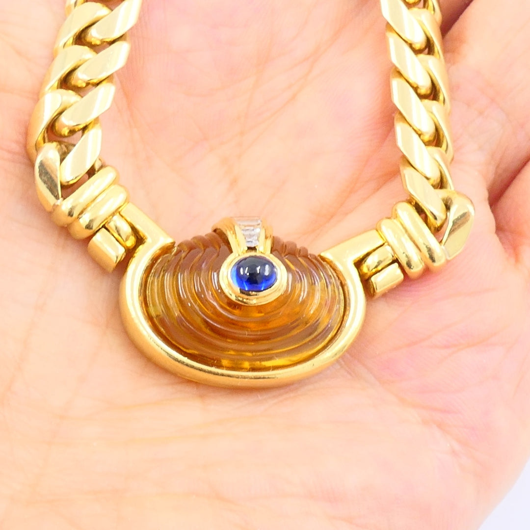 Vintage Bvlgari Necklace Bulgari Gold Chain Collar Necklace Citrine Gemstones