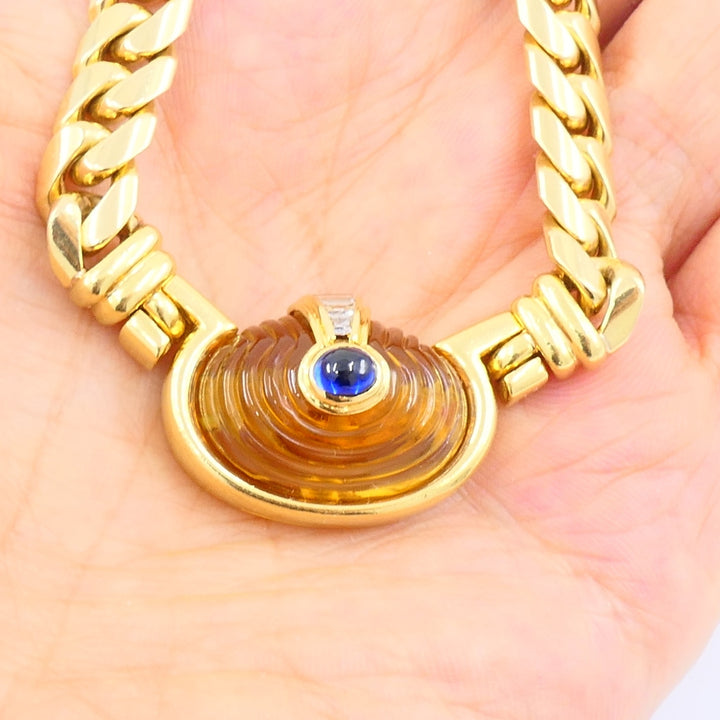 Vintage Bvlgari Necklace Bulgari Gold Chain Collar Necklace Citrine Gemstones