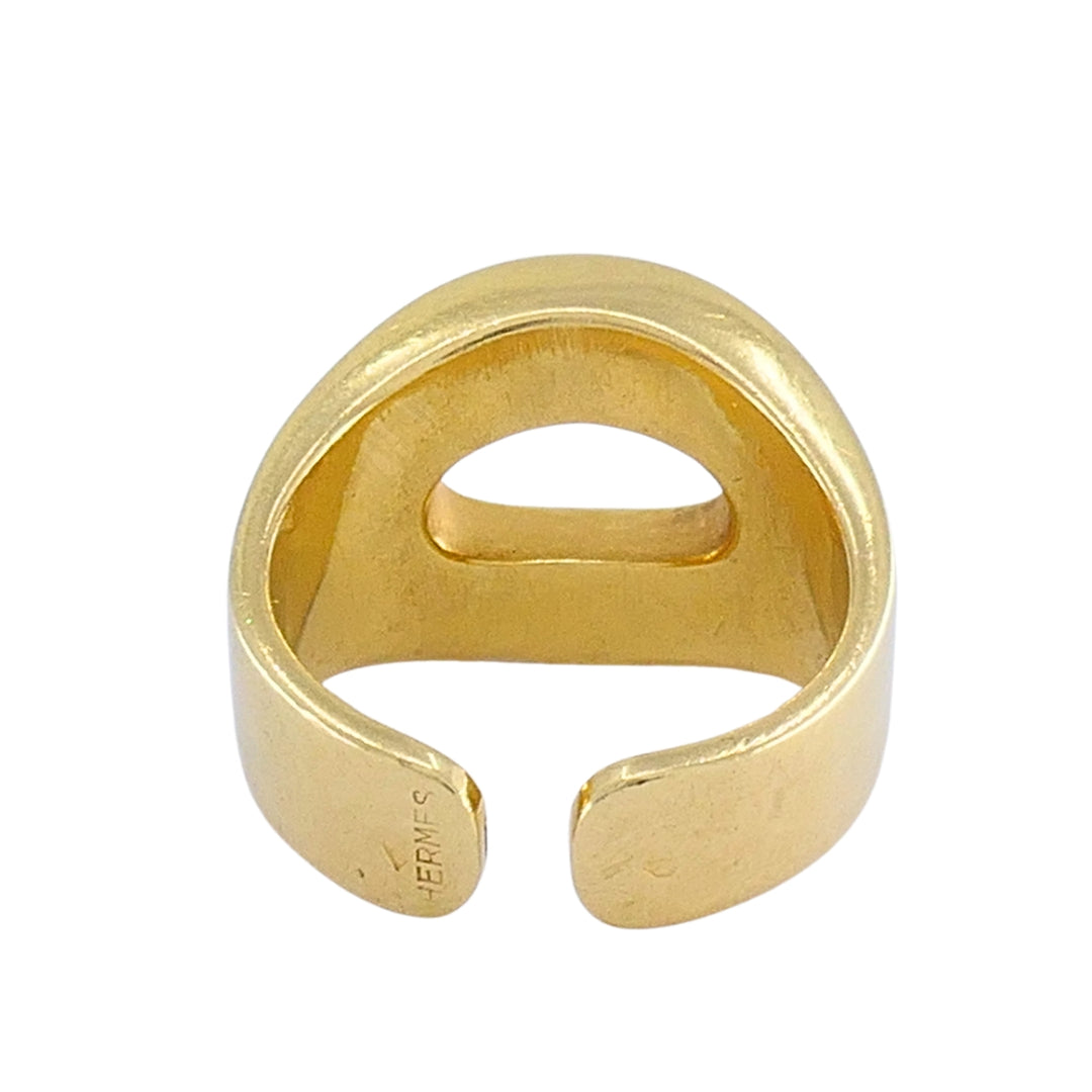 Vintage HERMÈS Silverium 18k Gold Sculptural Open-Cuff Ring, 1970s