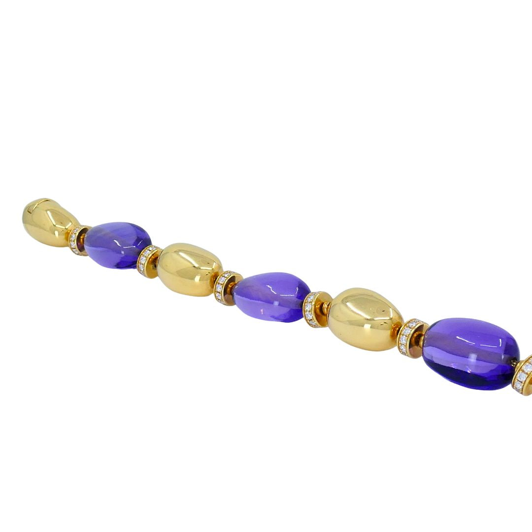 Bvlgari 18k Gold Amethyst Diamond Sassi Bracelet