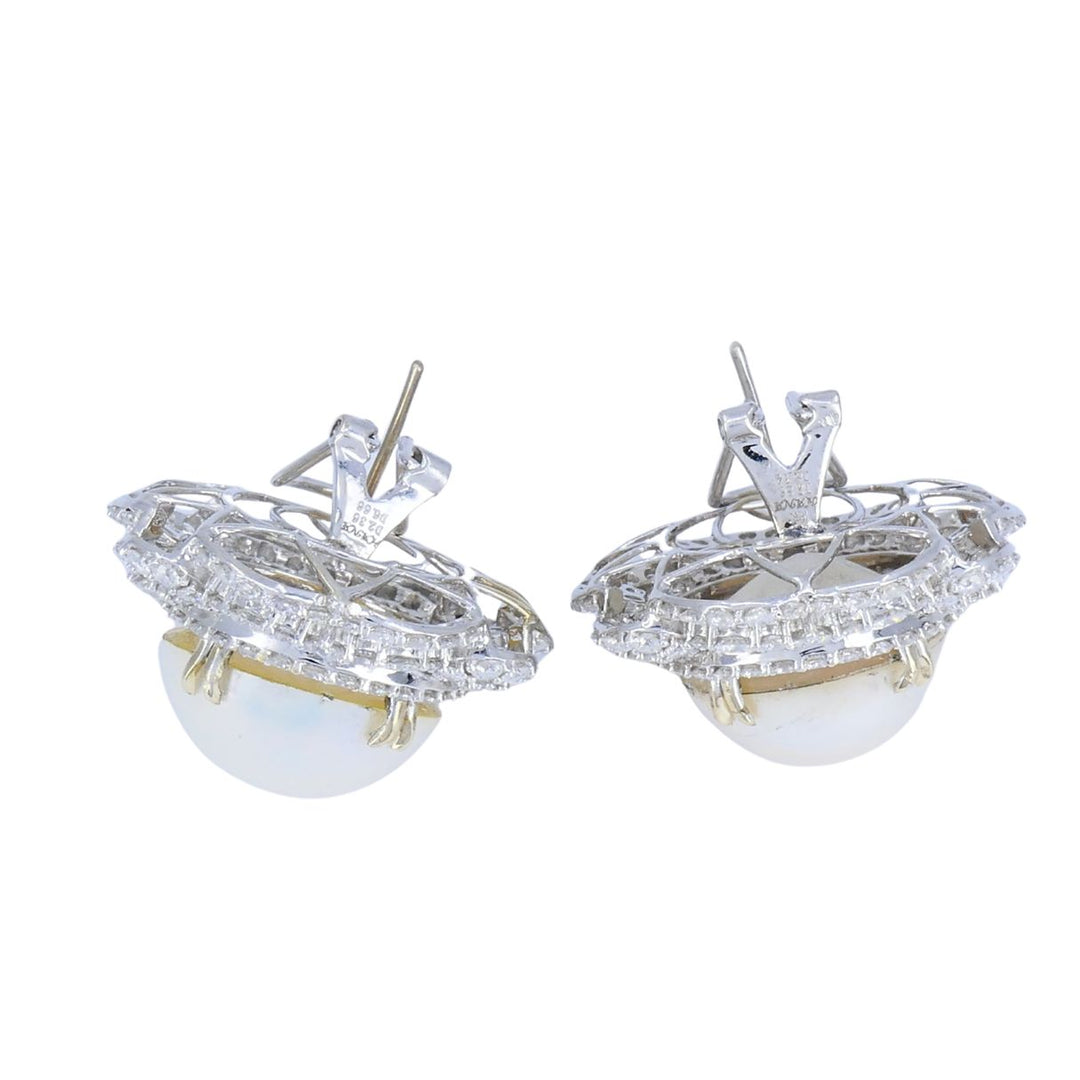 HANA 18K White Gold Mabe Pearl Diamond Drop Earrings