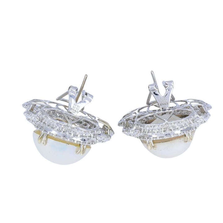 HANA 18K White Gold Mabe Pearl Diamond Drop Earrings