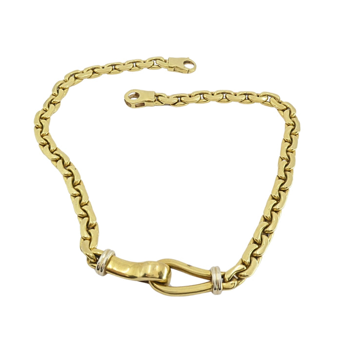 Vintage Italian 18k Gold Link Necklace Sculpted Front Element