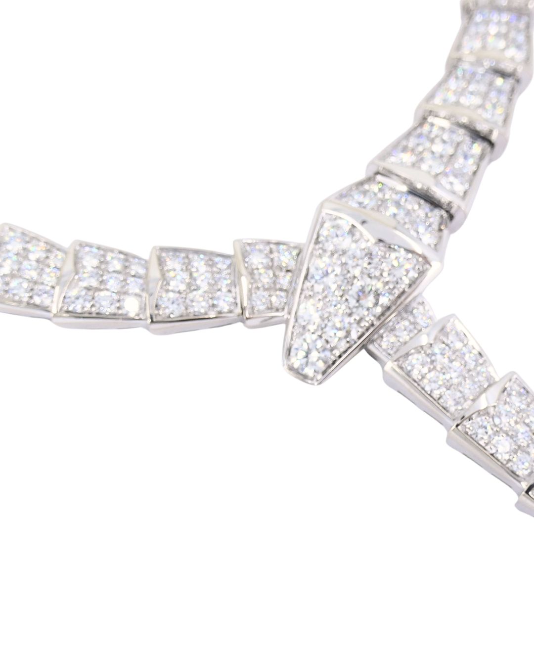 Bvlgari Bulgari Serpenti Viper Necklace 18k White Gold Diamond Drop Necklace Original Box