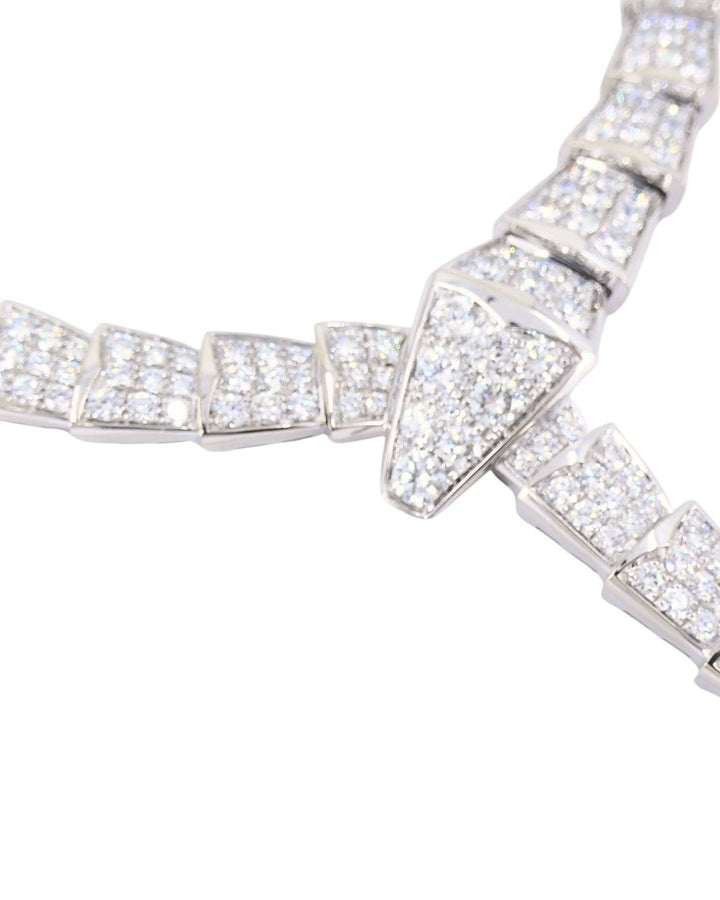 Bvlgari Bulgari Serpenti Viper Necklace 18k White Gold Diamond Drop Necklace Original Box
