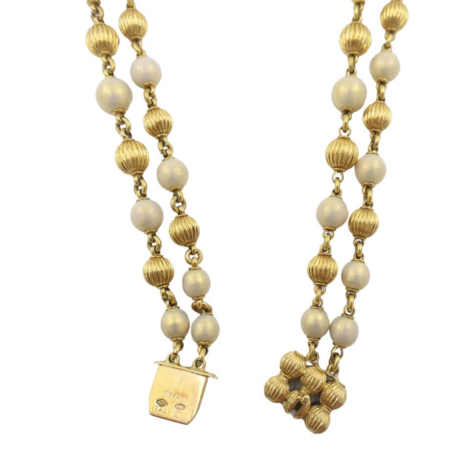 Vintage Tiffany & Co. 18k Gold Enamel Beaded Necklace