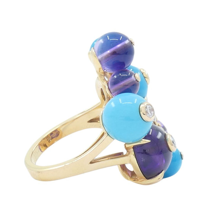 Cartier Necklace & Ring Set 18k Gold Amethyst Turquoise Diamond Box & Cert.