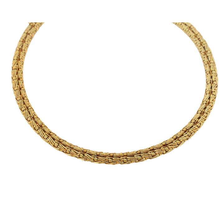 Herco Italian 14k Gold Collar Necklace Woven Design