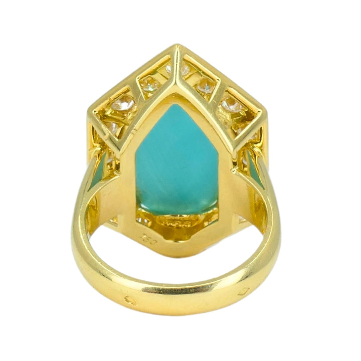 Chaumet Vintage Turquoise Ring Gold Diamond