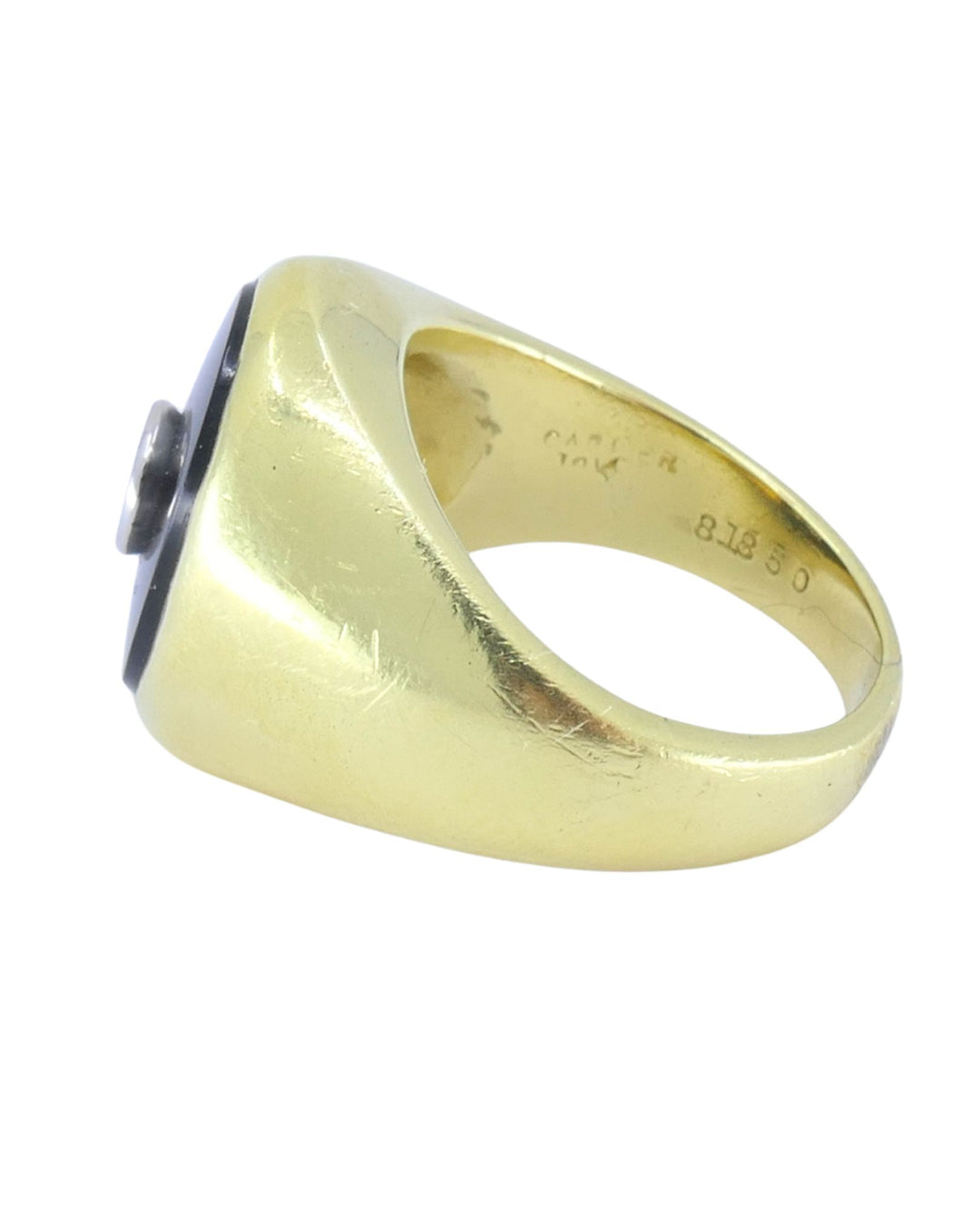 Cartier Ring 18k Gold Signet Ring Diamond Onyx