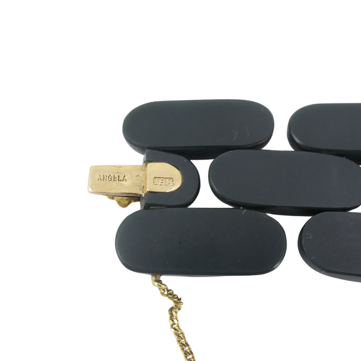 Vintage Angela Cummings Bracelet Gold Black Jade
