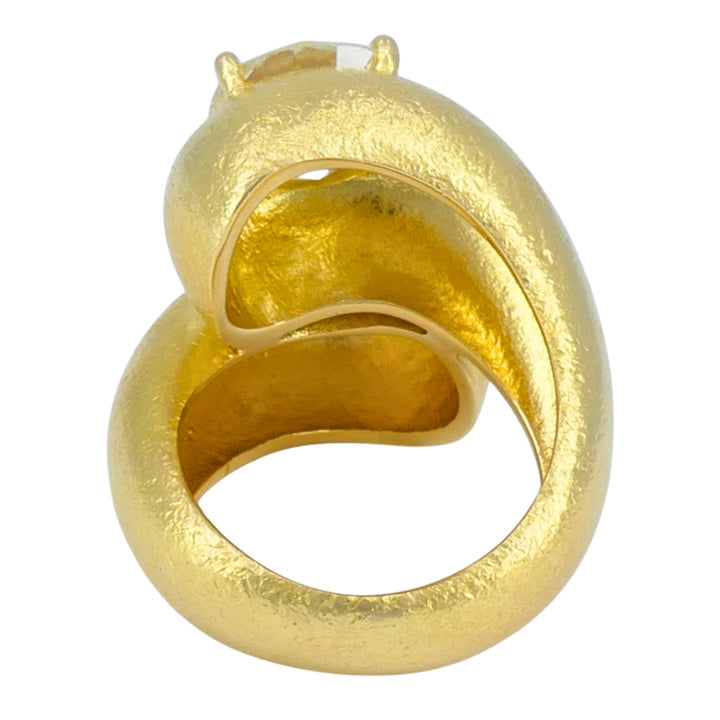 Old European Cut Diamond Ring Gold Bypass Cocktail Ring
