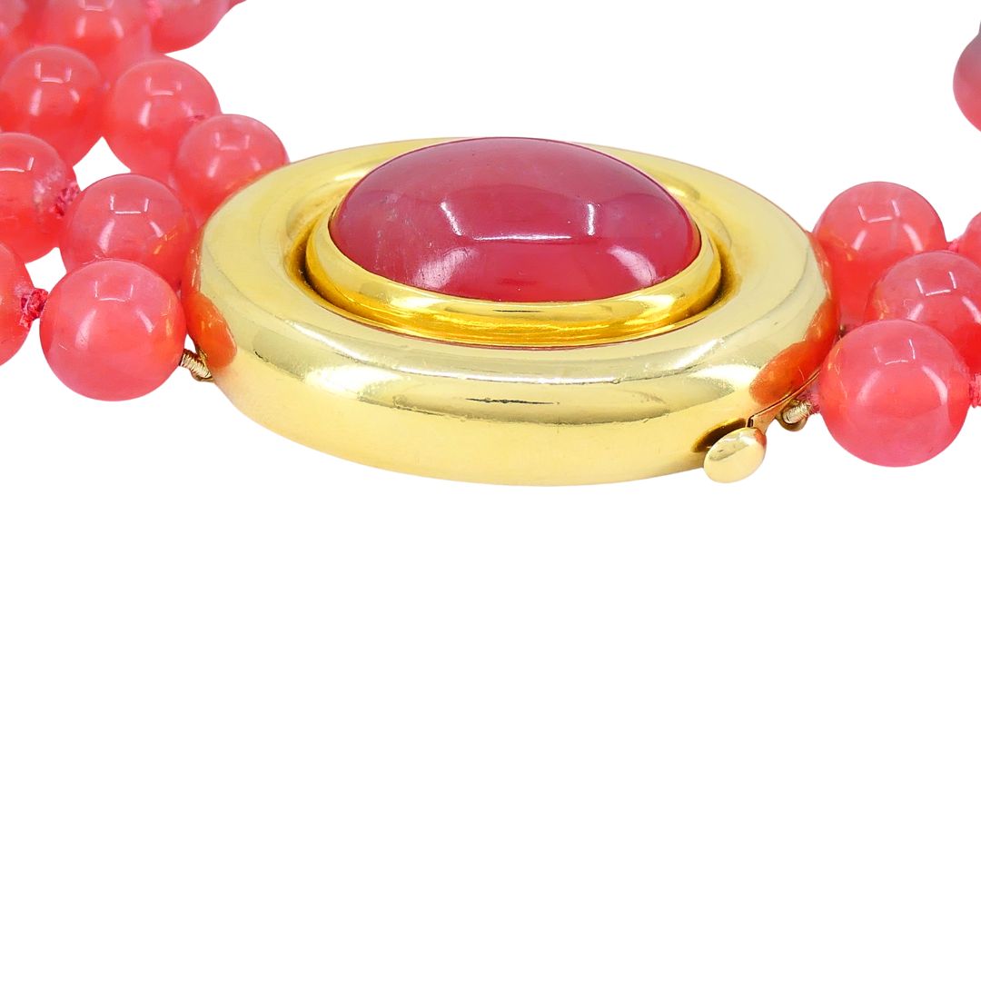 Vintage Paloma Picasso Tiffany & Co. 18k Gold Pink Rhodochrosite Beaded Necklace