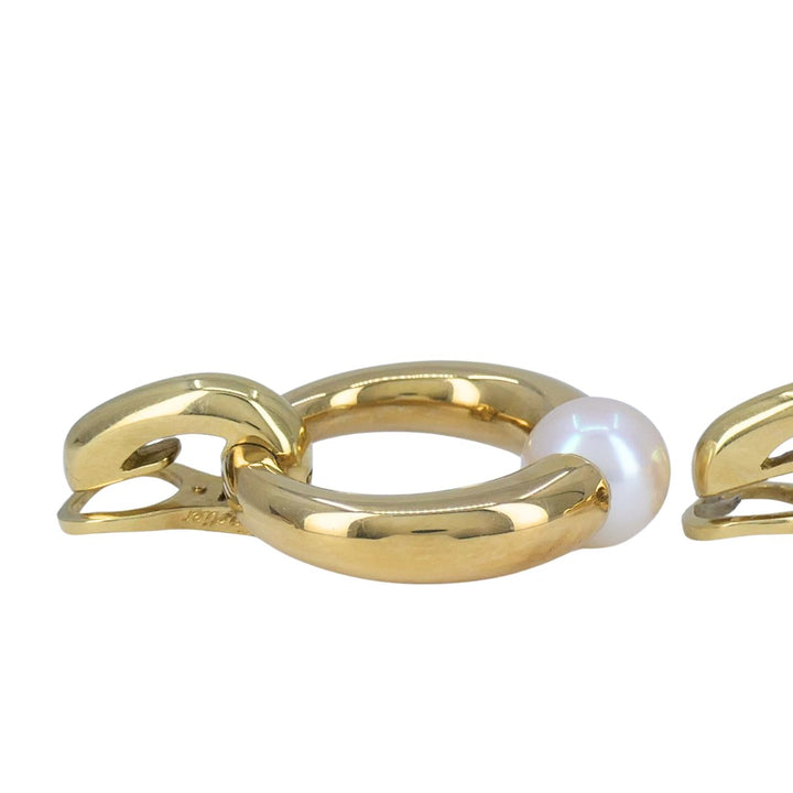 Vintage Cartier 18k Gold Pearl Doorknocker Clip-on Earrings