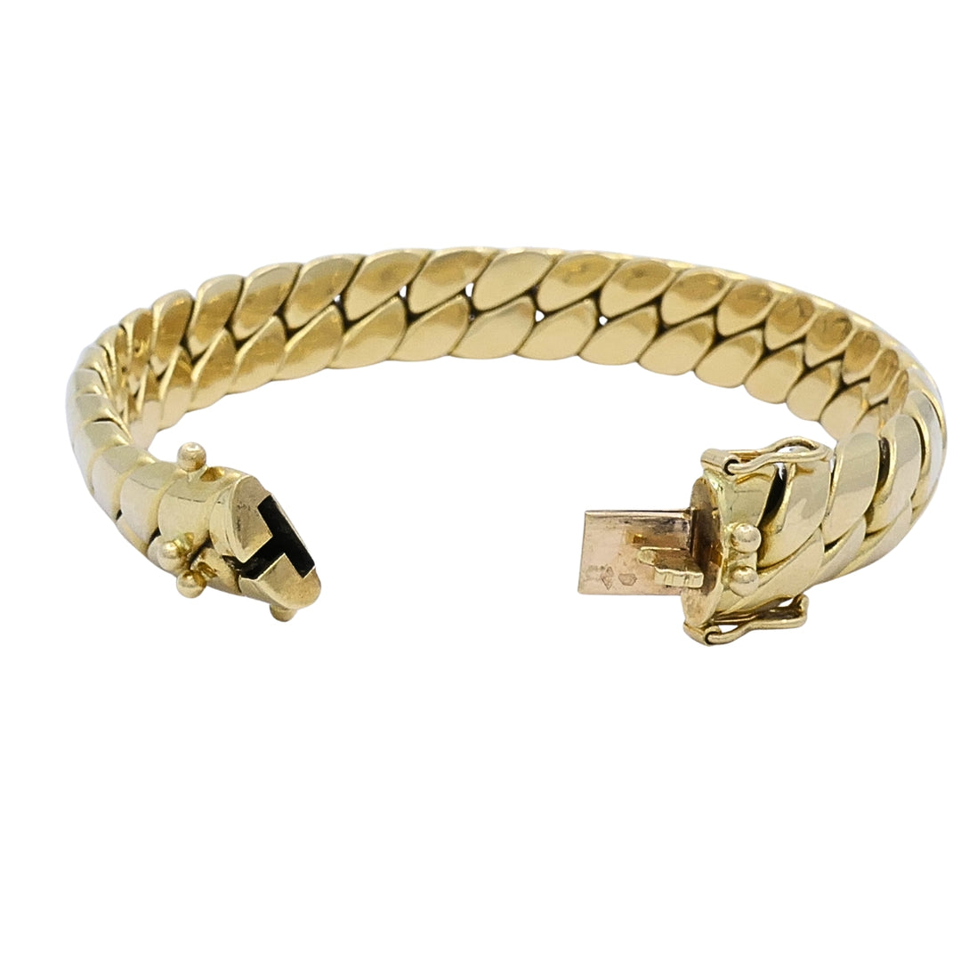 Vintage French 18k Gold Woven Curb Link Bracelet