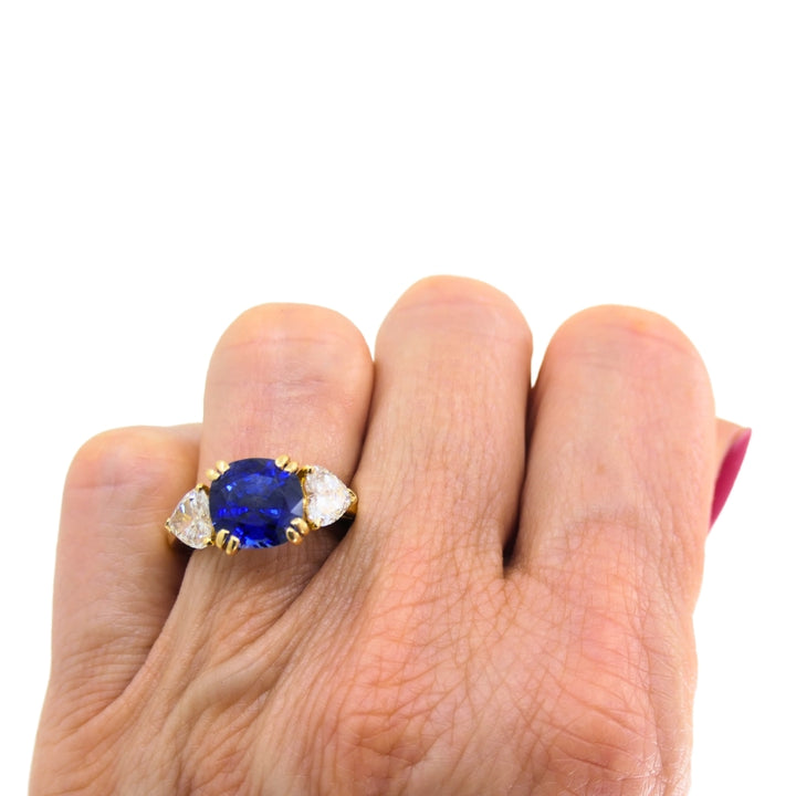 Adler Ring 18k Gold Sri Lanka Sapphire GRS Report Heart Shaped Diamond