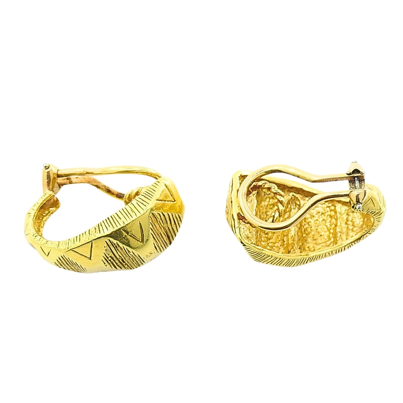 18k Gold Hoop Earrings Geometrical