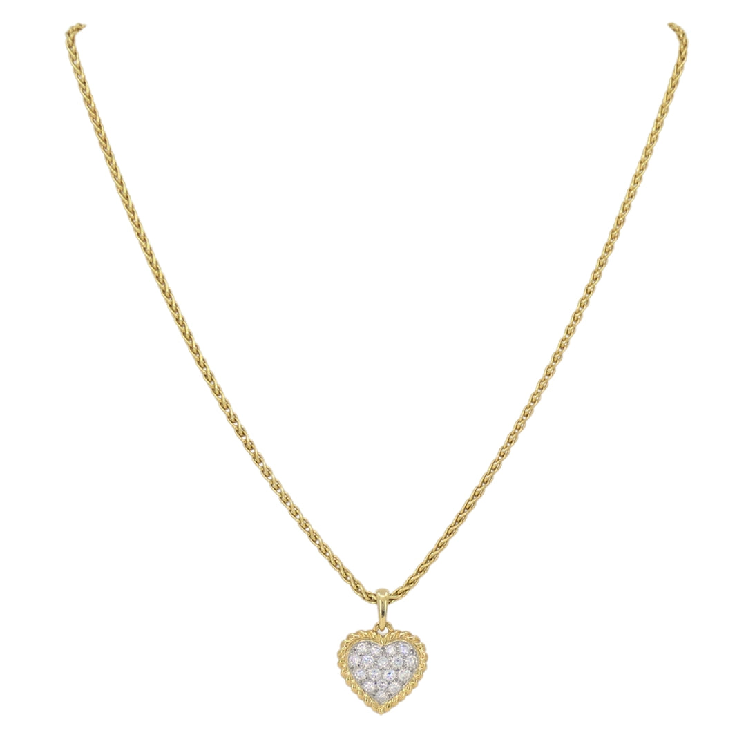 Van Cleef & Arpels Diamond Heart Pendant Necklace Gold Platinum Certificate of Authenticity