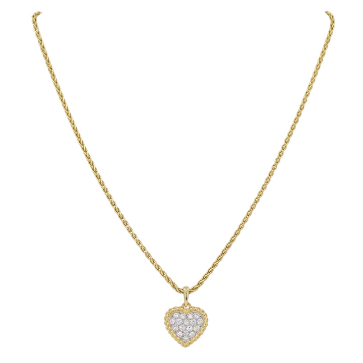 Van Cleef & Arpels Diamond Heart Pendant Necklace Gold Platinum Certificate of Authenticity