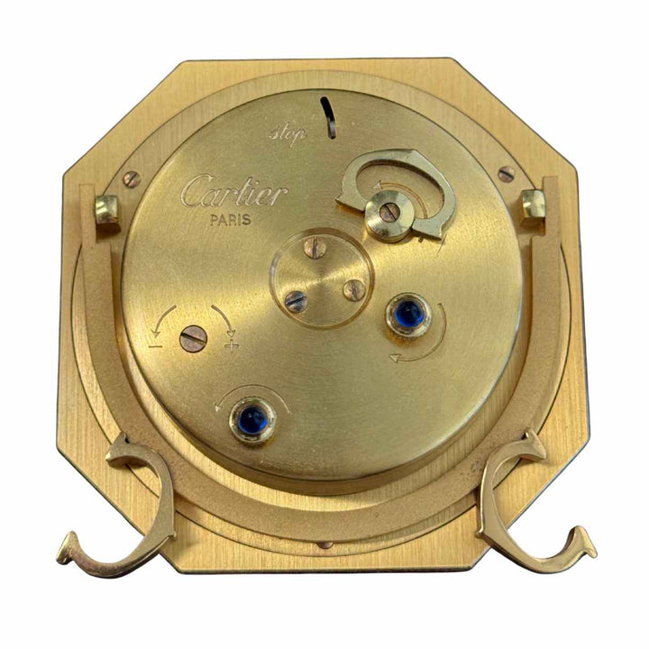 Vintage Cartier Enamel Gold Plated Brass Manual Table Clock