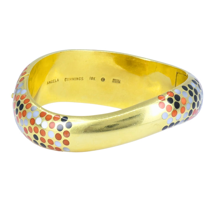 Angela Cummings Wavy Gold Bracelet 18k Gold Coral Onyx Mother-of-Pearl, 1987