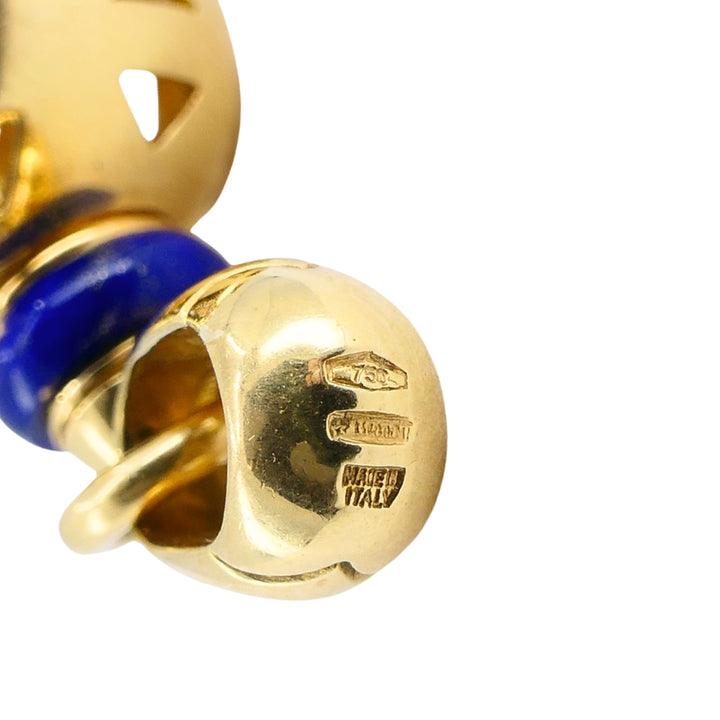 Vintage Bvlgari 18k Gold Lapis Lazuli Openwork Pendant Bulgari Chain Necklace