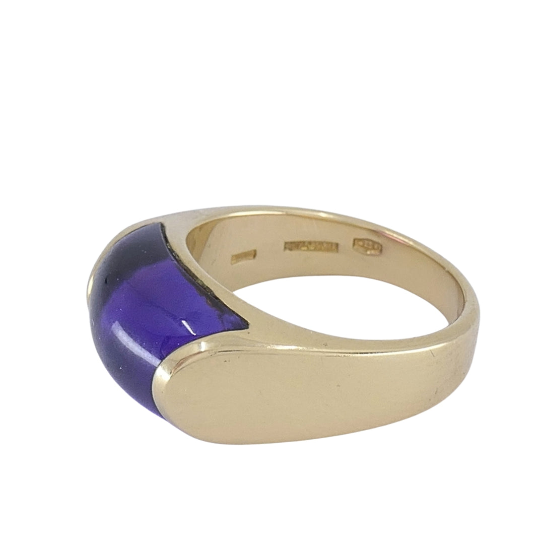 Vintage Bvlgari Tronchetto 18k Gold Amethyst Ring, Size 6.5