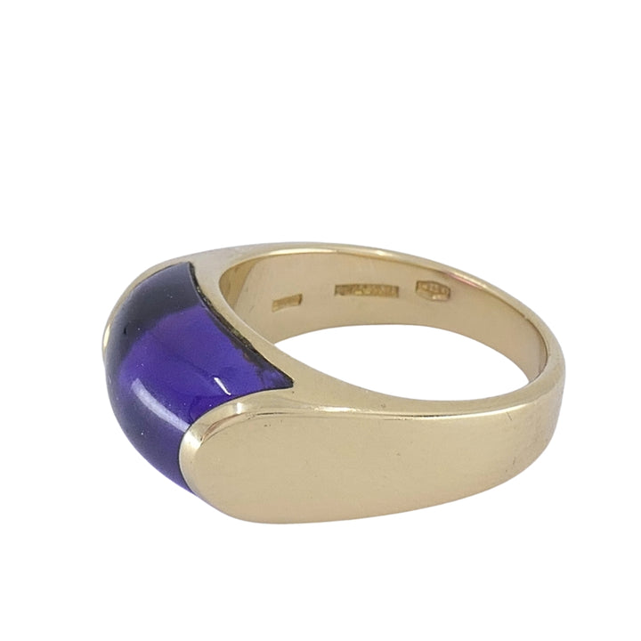 Vintage Bvlgari Tronchetto 18k Gold Amethyst Ring, Size 6.5