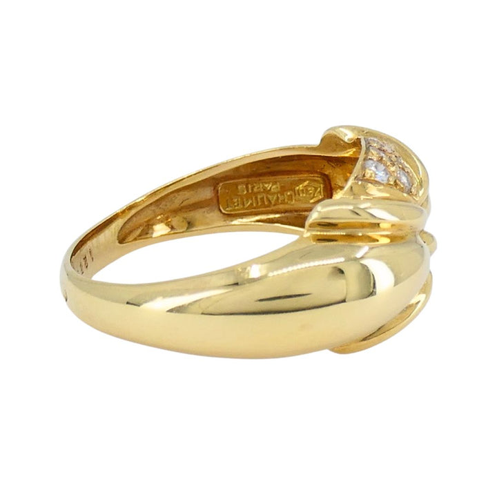 Vintage Chaumet Paris 18k Gold Diamond Ring Original Box
