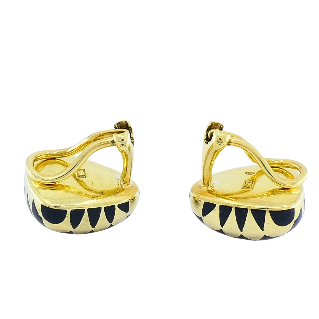 Tiffany & Co. 18k Gold Black Inlay Checkerboard Clip-On Earrings