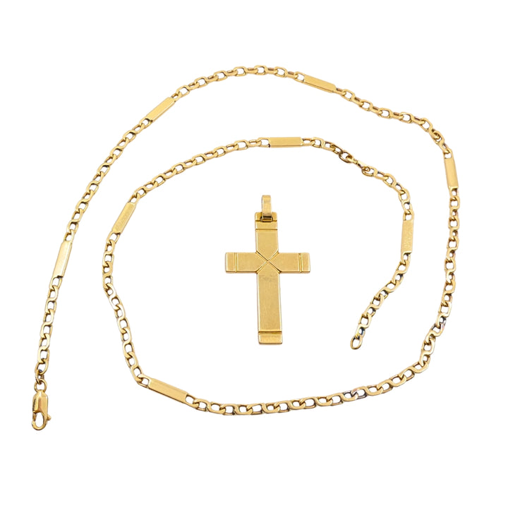 Vintage 14k Gold Cross Pendant Necklace