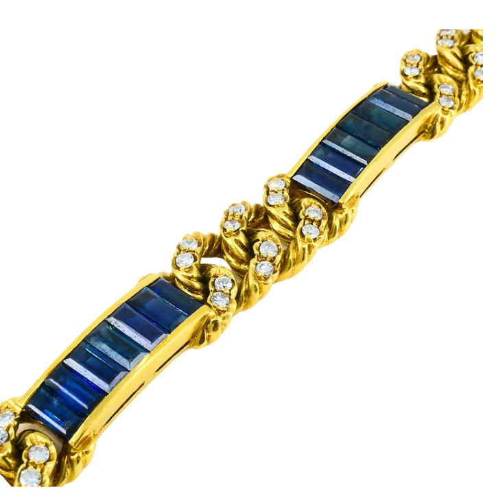 Vintage Fred Paris Bracelet Sapphire Diamond 18k Gold