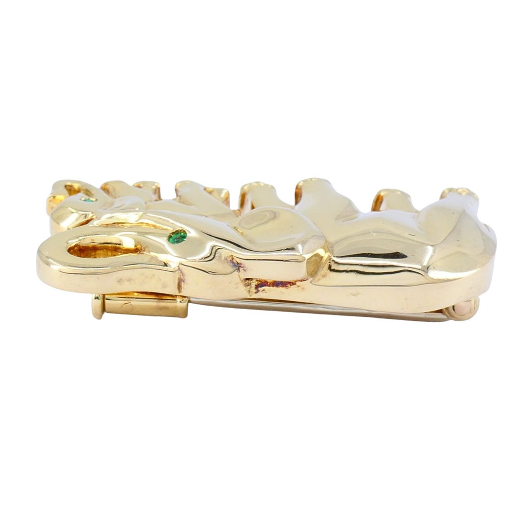 Vintage Cartier Ménagerie 18k Gold Emerald Mother and Baby Elephant Brooch