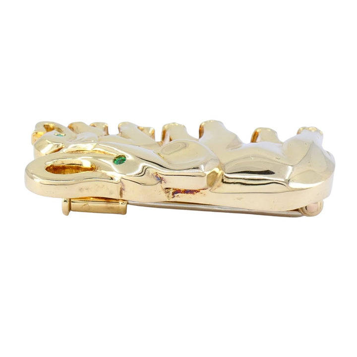 Vintage Cartier Ménagerie 18k Gold Emerald Mother and Baby Elephant Brooch