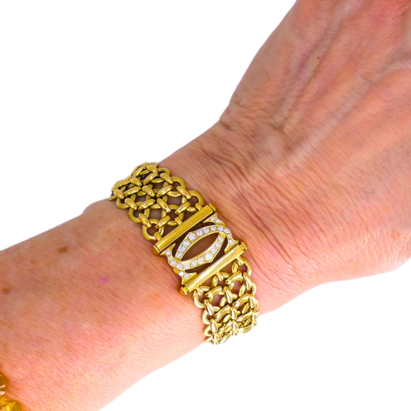 Cartier Double C Penelope Bracelet 18k Gold Diamond Link Bracelet