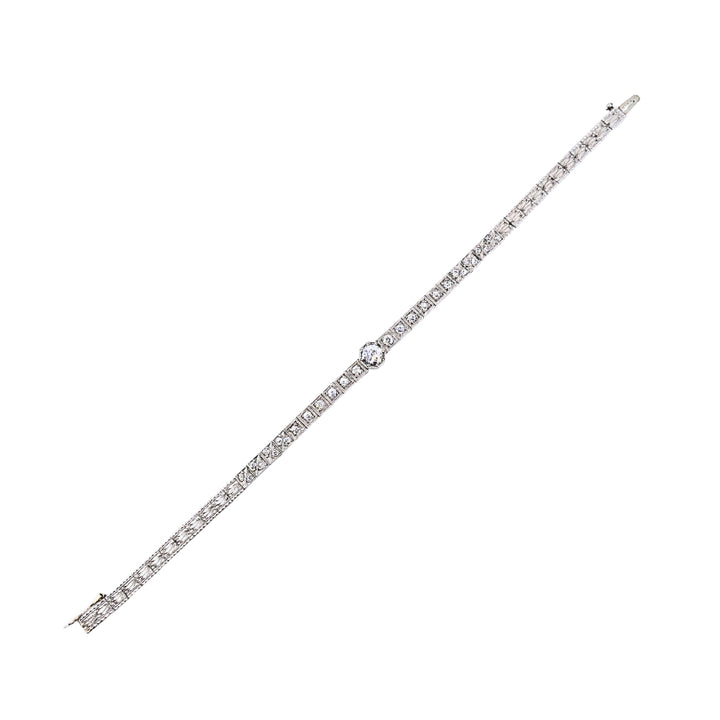 Vintage 14k White Gold Diamond Bracelet Estate Jewelry