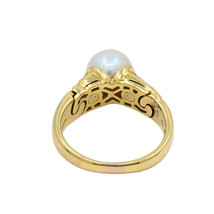Bvlgari Pearl Diamond 18k Gold Cocktail Ring